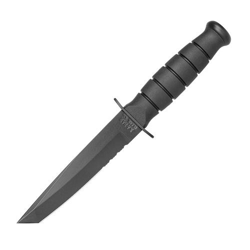 Ka-Bar 1255 - Nóż wojskowy Short Tanto - Czarny - Combo - Pochwa skórzana - Noże z głownią stałą