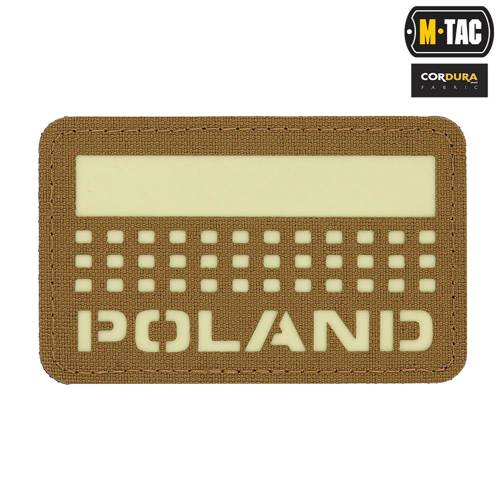 M-Tac - Naszywka Z Flagą i Napisem Poland - Fluorescencyjna - Piksele/Prostokąt - Coyote - 51006205 - Flagi