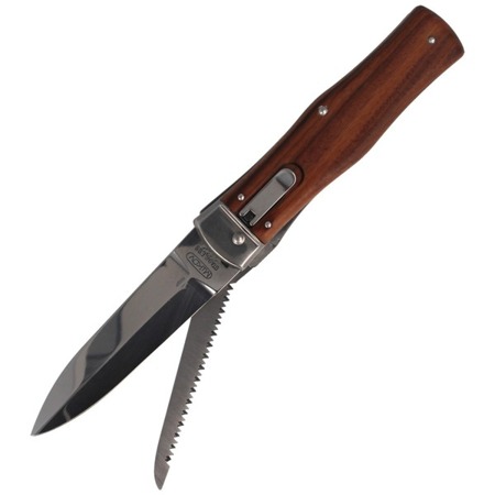 Mikov - Nóż sprężynowy Predator Wood z piłą - 241-ND-2/KP - Noże z ostrzem składanym