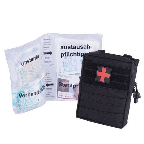 Mil-Tec - Apteczka z wyposażeniem First Aid Set - Duża, 43 elementy - Czarna - 16025502 - Apteczki