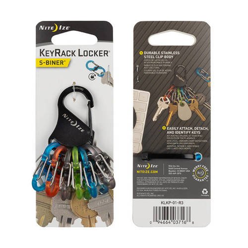 Nite Ize - Karabinek na klucze Plastic S-Biner KeyRack Locker - Czarny - KLKP-01-R3 - Breloki