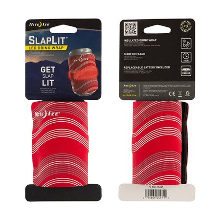 Nite Ize - Podświetlany uchwyt na puszkę / butelkę SlapLit™ LED Drink Wrap - Czerwony - SLDW-10-R3 - Bidony, bukłaki, manierki
