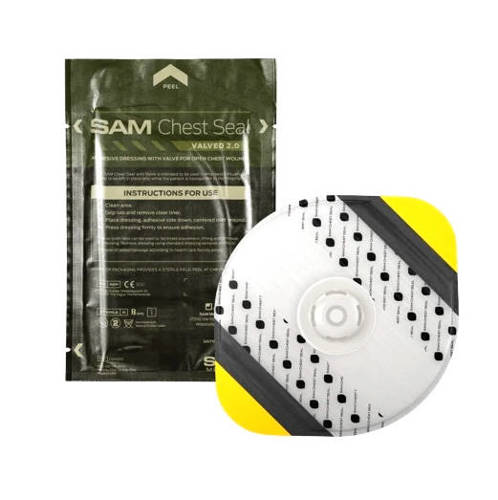 SAM Medical - Opatrunek wentylowy na rany klatki piersiowej SAM® Chest Seal Valved 2.0 - CS202-EN