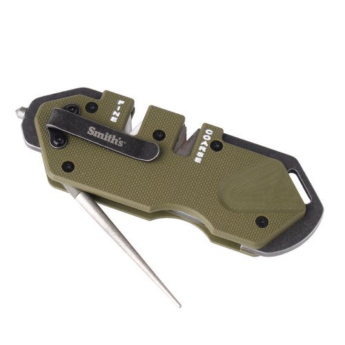 Smith's - Kieszonkowa ostrzałka do noży PP1-Tactical ze zbijakiem do szyb - Zielony OD - 50981