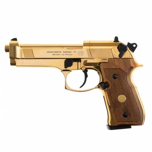 Umarex - Pistolet wiatrówka Beretta M92 FS - Złoty z drewnianymi okładzinami - 4,5 mm Diabolo - 419.00.07 - Wiatrówki krótkie