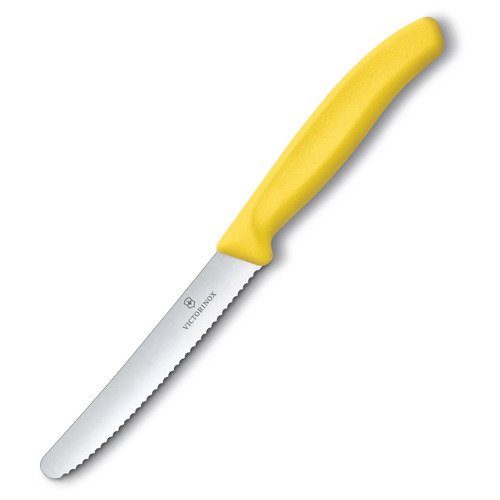 Victorinox - Nóż kuchenny Swiss Classic z zaokrąglonym czubkiem - Ząbkowany - Żółty - 6.7836.L118