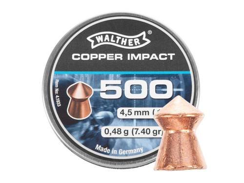 Walther - Śrut do wiatrówki Diabolo Copper Impact - 4,5 mm - 500 szt. - 4.1933 - Śrut Diabolo do wiatrówek