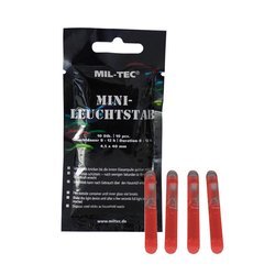 Mil-Tec - Міні хімічна паличка - 4,5 х 40 мм - 10 шт. - Червоний - 14931510