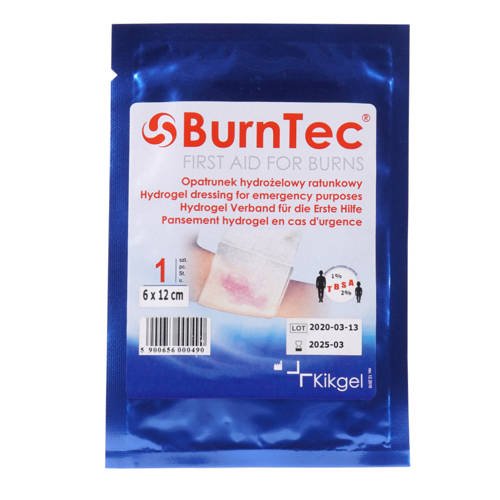 KIKGEL - Стерильний гідрогель, охолоджуюча пов'язка для опіків BurnTec - 6 x 12 см - NN-MKI-K06B-001 - Аптечки