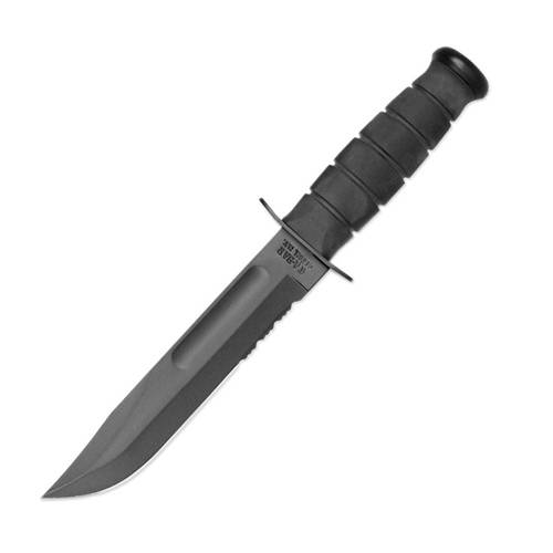 Ka-Bar 1214 - Ніж - чорний зубчастий - піхви з пластику GFN - Ножі з фіксованим лезом