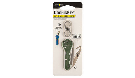 Nite Ize - Брелок для ключів DoohicKey - Гачок-ніж для ключів - оливковий - KMTC-08-R7 - Ножі зі складаним лезом