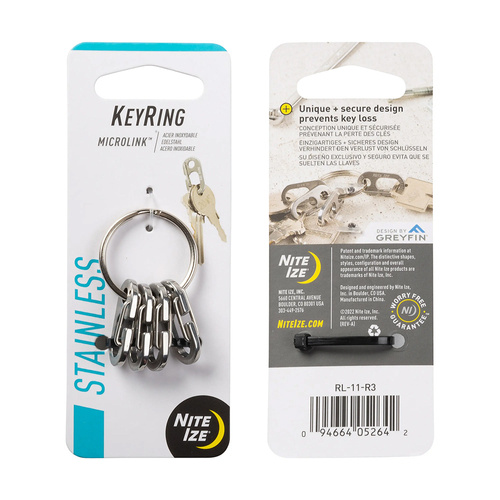 Nite Ize - Брелок для ключів KeyRing MicroLink - Сталь - Срібло - RL-11-R3 -  Брелоки